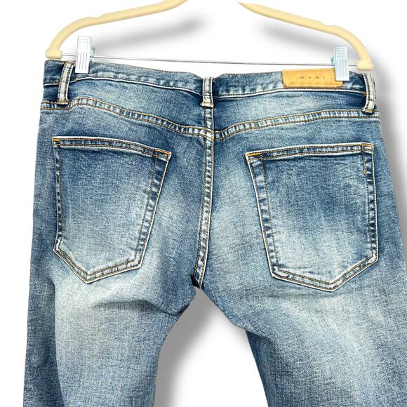 MNMI Men's Moto Style Button Fly Jeans 31 Tuxedo Stripes Indie Grunge Rockstar - Picture 4 of 6